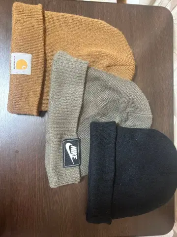 니트 모자 3종 세트 카멜 카키 블랙