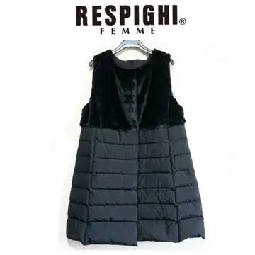 새상품 RESPIGHI 레스피기 퍼 절개 다운 베스트