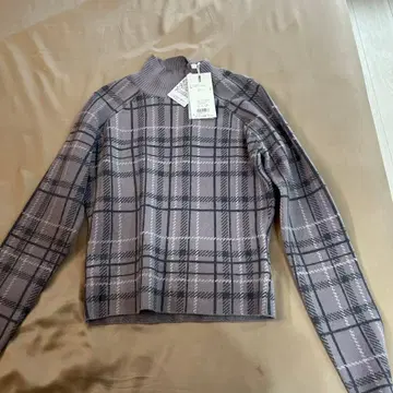 RESEXXY 체크 무늬 니트 스웨터 F 사이즈 그레이 계열