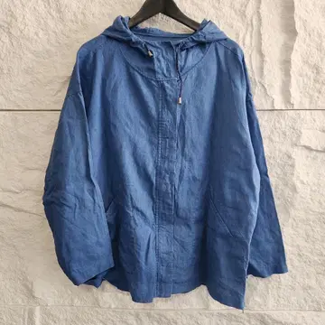 HIROKObis 히로코비스 린넨 100% 후드티 히로코코시노 파란색