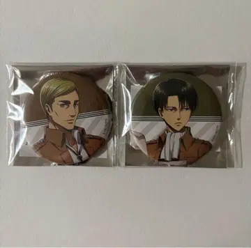 진격의 거인 아니카페 리바이 엘빈 캔뱃지 2개 세트