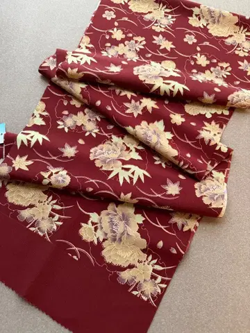 오비 장식 천 미사용 와인 레드 꽃