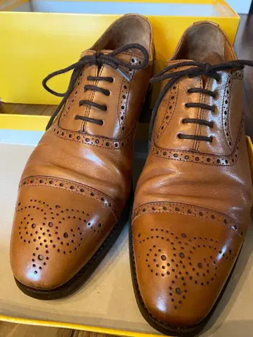 YANKO 브라운 가죽 윙팁 슈즈 사이즈 6 (24.5cm 상당)