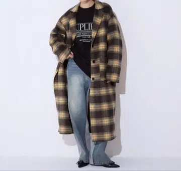 새상품 지나시스 숏 비버 체스터 롱 코트 브라운