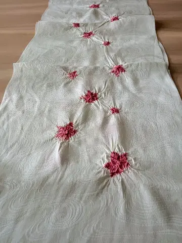 오비 장식 천 옅은 민트 그린 색상 붉은색 쥐색 실크 K11