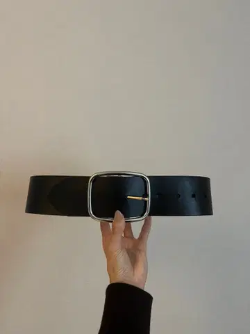 블랙 가죽 벨트 스퀘어 버클/굵은 벨트