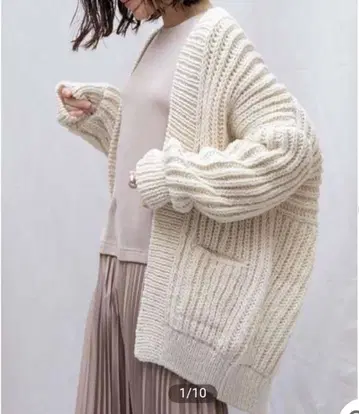 컨디션 최상 오드리앤존와드 손뜨개질 페루 니트 가디건 화이트