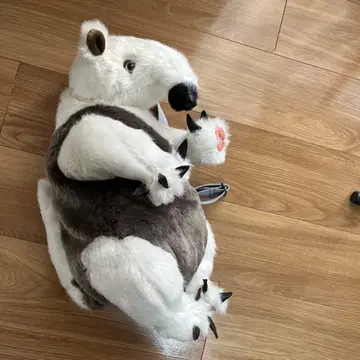 가동식 봉제 인형 화이트 브라운 30cm