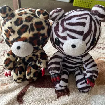 레오파드 무늬 제브라 무늬 봉제 인형 2체 세트