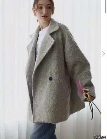 코트 샤기 코트 그레이 미들 코트 미사용 새상품