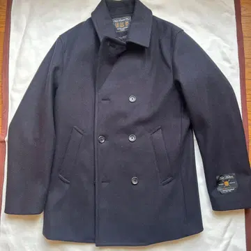 울 더블 브레스트 피 코트 블랙