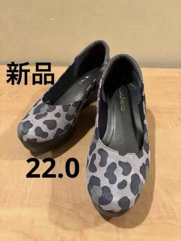 레오파드 무늬 웨지힐 슬립온