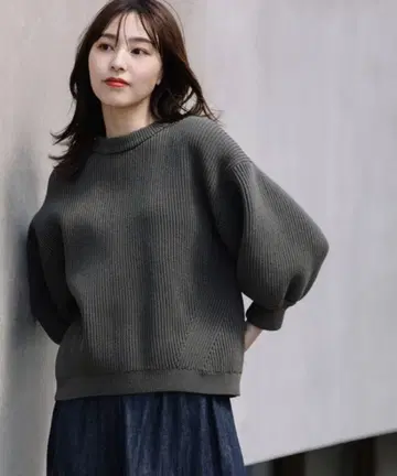 Munich 양하찌 니트 퍼프 슬리브 풀오버 19800엔