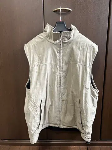 베이지 플리스 베스트 리버서블