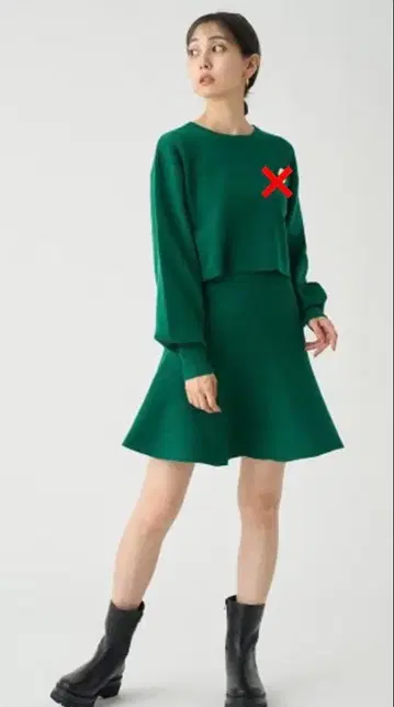 SNIDEL 그린 니트 스커트 셋업