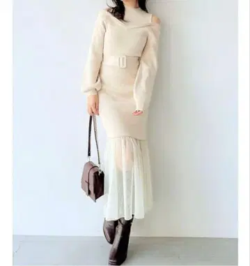 RESEXXY 튤 머메이드 세트 니트 원피스