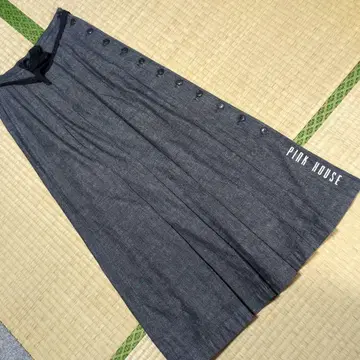 PINK HOUSE 버튼 데님 플레어 스커트 그레이 거의 새상품