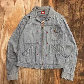 90s HYSTERIC GLAMOUR 지퍼 데님 자켓 사가라 자수