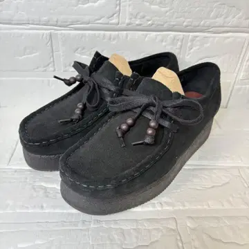 [ 컨디션 최상 ] CLARKS 블랙 모카신 스웨이드 24cm