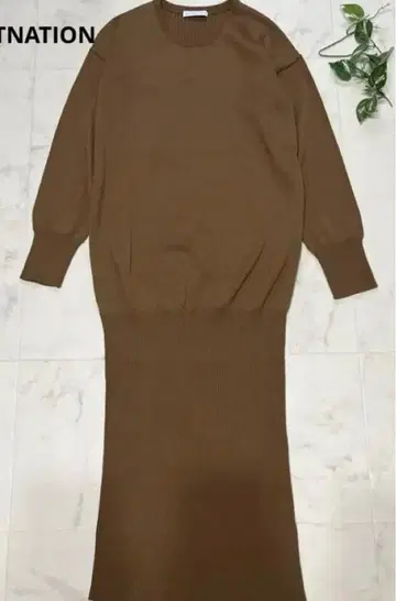 ESTNATION 브라운 롱 니트 원피스