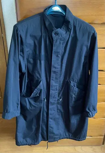 블랙 모즈 코트 버튼식 프론트 오픈