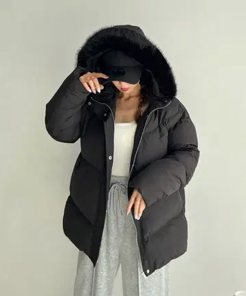 ROYALPARTY 후드 퍼 패딩 자켓