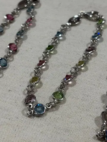 이탈리아제 크리스탈 유리 실버 925 팔찌