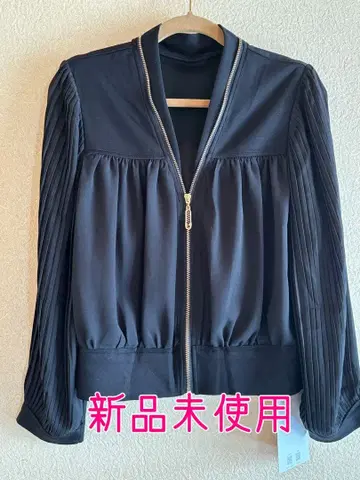 소매 플리츠 절개 블루종