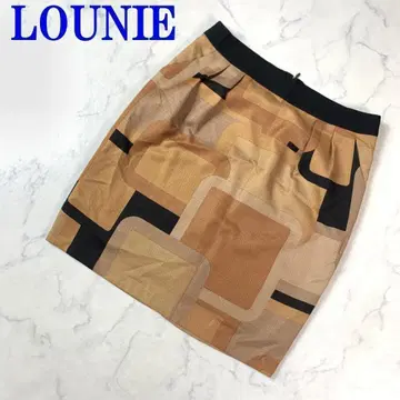 루니 미디 스커트 타이트 올 패턴 안감 있음 브라운 40 C7241