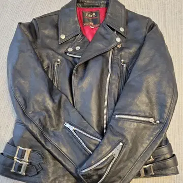 666 Leather Wear 더블 라이더스 가죽 자켓 36 S