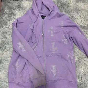 UNKNOWN 보라색 크로스 자수 후드티 L
