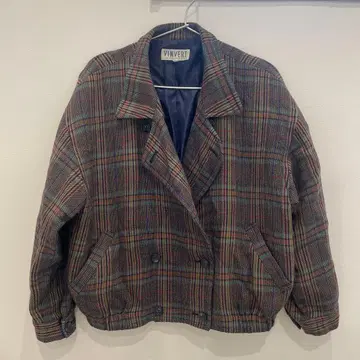 VINVERT 체크 무늬 자켓 구제 의류 블루종