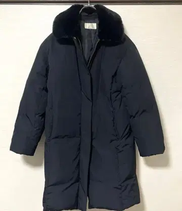 BEAMS HEART 퍼 롱다운 코트 블랙 심플 블랙