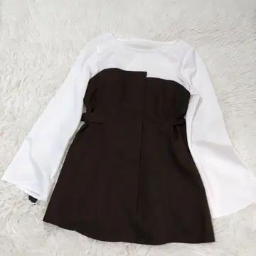 미사용품 mystywoman 긴팔 뷔스티에 프리 사이즈 브라운