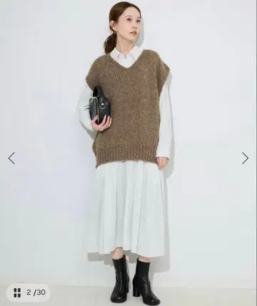 SLOBE IENA 초크 스트라이프 티어드 셔츠 원피스