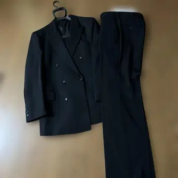 슬림 블랙 포멀 더블 브레스트 수트