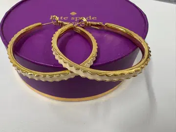 케이트 스페이드 화이트 골드 후프 귀걸이