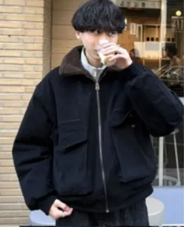 블랙 퍼 옷깃 캐주얼 자켓