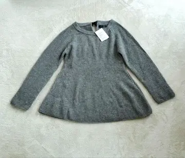 택 포함 미사용 새상품 예나스로브 페플럼 니트 리본 그레이 울 혼방