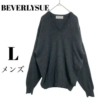 [ 비바리 수 ] 남성용 V넥 스웨터 니트 다크 그레이 캐시미어 혼방 모