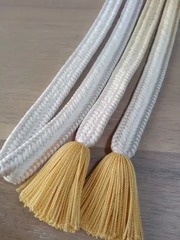 화이트와 옐로우 컬러의 그라데이션 허리띠 100% 실크 K13