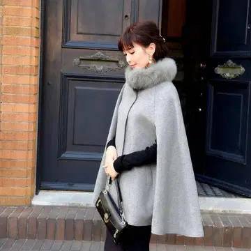 RUIRUE BOUTIQUE 그레이 판초 코트 S-M