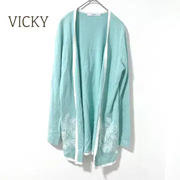 비키 롱 가디건 꽃무늬 자수 민트 그린 겉옷 워셔블