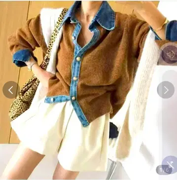 [ 신상 ] 데님 카라 콤비 니트 풀오버 가디건