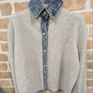 [신상] 데님 카라 콤비 니트 풀오버 가디건