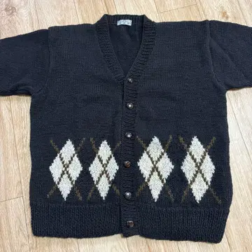 핸드 니트 블랙 가디건 남녀 공용