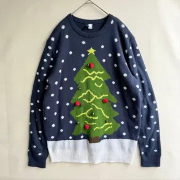 구제 의류 H&M 크리스마스 트리 니트 스웨터 L 오버 사이즈 선물