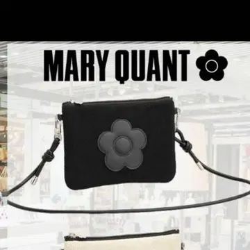 새상품급 MARY QUANT 블랙 데이지 사코슈 숄더백 마리크와