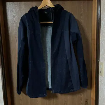 남성용 데님 후드 부착 점퍼