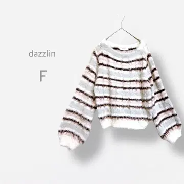 [ dazzlin ] 샤기 니트 보더 볼륨 슬리브 오버 사이즈